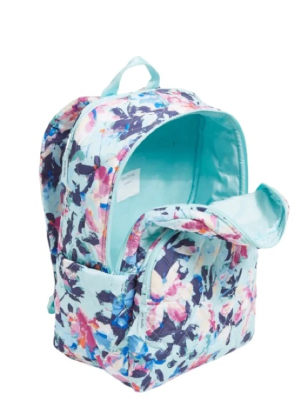 NWT Vera Bradley Extra Large Laptop School Travel Essential Backpack Aqua Floral